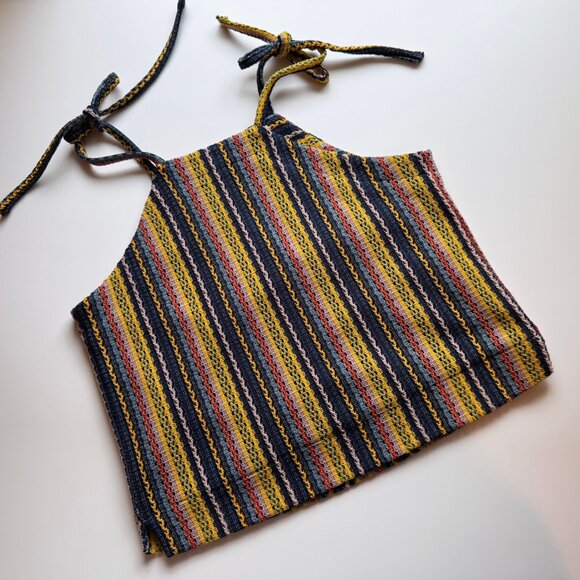 Texture & Thread Madewell Multicolor Woven Thread Vertical Stripes Top sz Medium - Picture 8 of 8